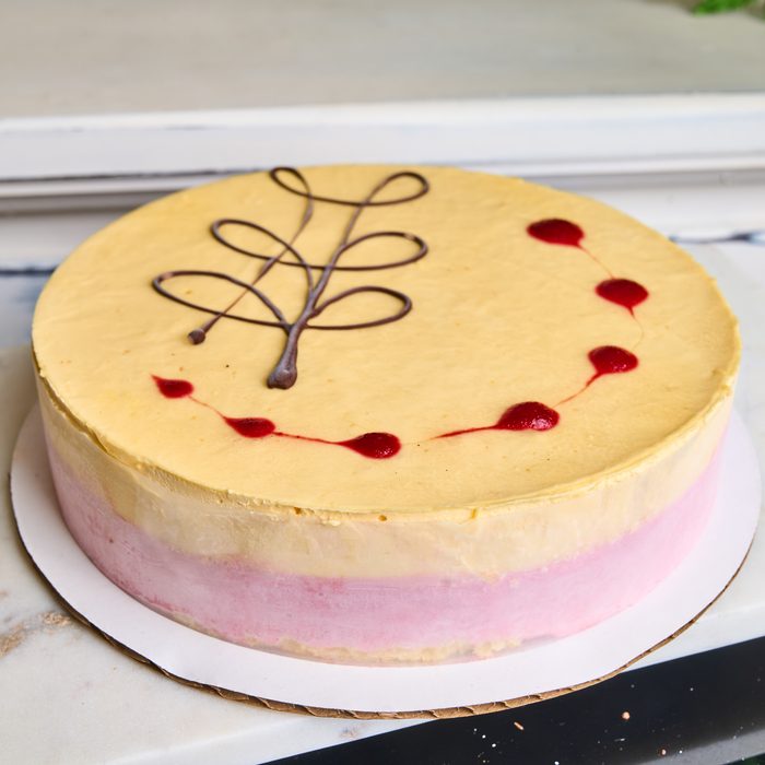 Raspberry passion fruit mousse cake